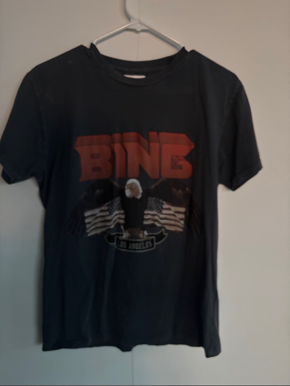Anine Bing Charcoal Eagle Crewneck Tee